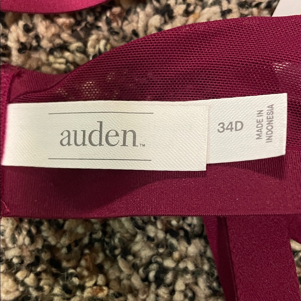 Auden Unlined Demi Coverage Underwire Sheer Bralette in Wine | NWT - Picture 9 of 9